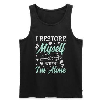 Introvert Geek Humor Single - Men's Premium Organic Tank Top - black - Front - AI Model Male 178 light (178cm)