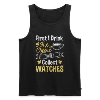 Uhr Sammler Zeit Oldschool - Männer Premium Bio Tank Top - Schwarz - Vorne - AI Model Male 178 light (178cm)