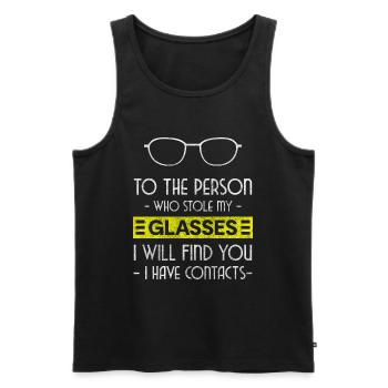 Spectacle wearer short-sighted luxury face - Men's Premium Organic Tank Top - black - Front - AI Model Male 178 light (178cm)