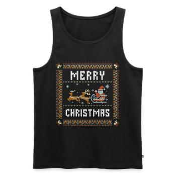 Merry Christmas Ugly Christmas Weihnachtsspruch - Men's Premium Organic Tank Top - black - Front - Michal (187cm)