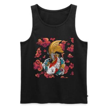 Asia Dragon Ninja Rising Sun - Men's Premium Organic Tank Top - black - Front - AI Model Male 178 light (178cm)