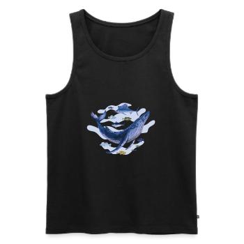 Poisson Poisson Créatures marines Baleine Mammifère marin - Débardeur bio Premium Homme - noir - Devant - AI Model Male 178 light (178cm)