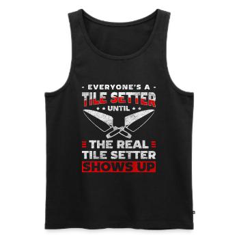 Flooring Crafts Specialising in Men - Men's Premium Organic Tank Top - black - Front - AI Model Male 178 light (178cm)