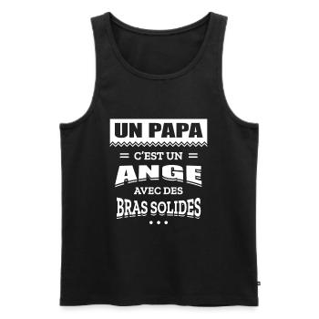 UN PAPA C'EST UN ANGE AVEC DES BRAS SOLIDES - Débardeur bio Premium Homme - noir - Devant - Michal (187cm)