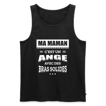 MA MAMAN C'EST UN ANGE AVEC DES BRAS SOLIDES - Débardeur bio Premium Homme - noir - Devant - Michal (187cm)