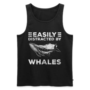 Baleines Créatures marines Bien-être animal Poissons - Débardeur bio Premium Homme - noir - Devant - Michal (187cm)