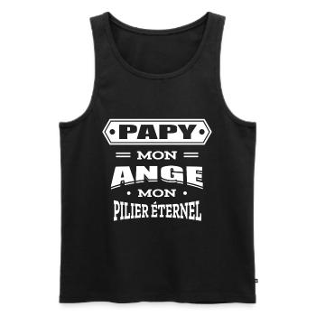 PAPY MON ANGE MON PILIER ETERNEL - Débardeur bio Premium Homme - noir - Devant - Michal (187cm)