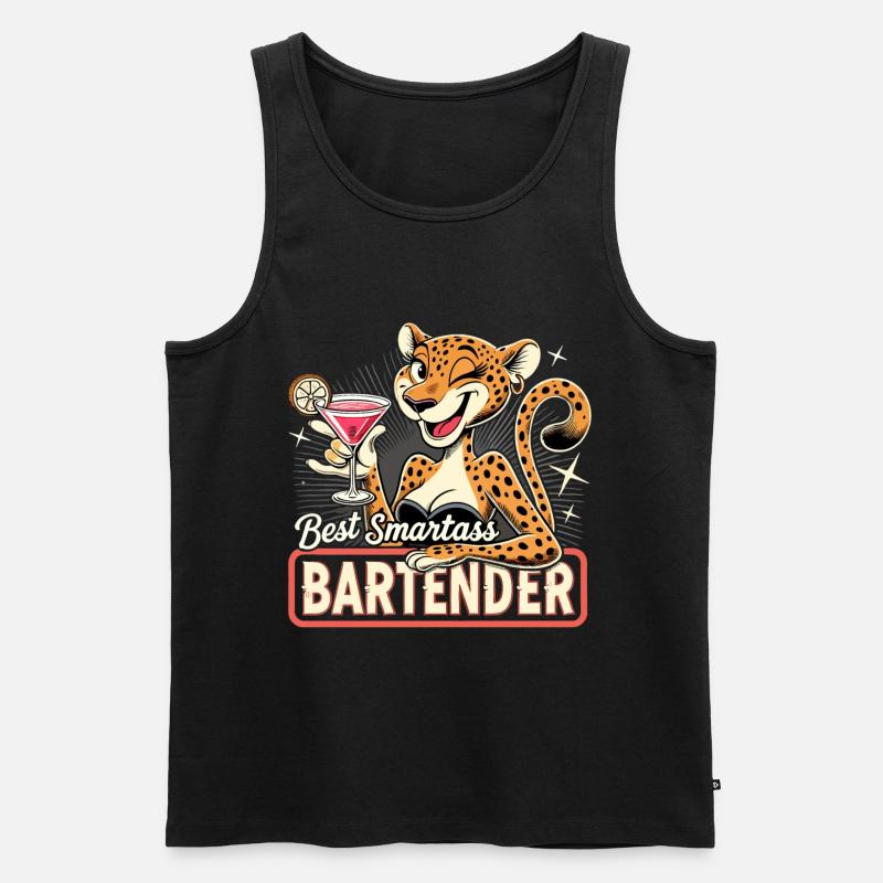 Barkeeperin Barfrau Leopardin Leopard Geschenk - Männer Premium Bio Tank Top - Schwarz