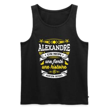 ALEXANDRE UN NOM UNE FIERTÉ AUCUN RIVAL - Débardeur bio Premium Homme - noir - Devant - Michal (187cm)