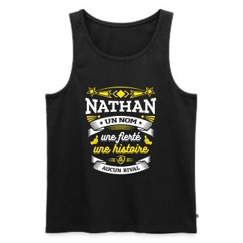 NATHAN UN NOM UNE FIERTÉ AUCUN RIVAL - Débardeur bio Premium Homme - noir - Devant - Michal (187cm)