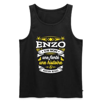 ENZO UN NOM UNE FIERTÉ AUCUN RIVAL - Débardeur bio Premium Homme - noir - Devant - Michal (187cm)