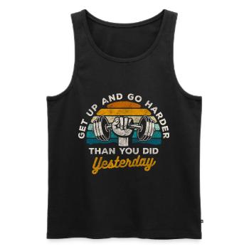 Cardio Muskeln Kraft - Männer Premium Bio Tank Top - Schwarz - Vorne - Michal (187cm)