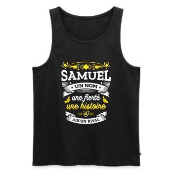 SAMUEL UN NOM UNE FIERTÉ AUCUN RIVAL - Débardeur bio Premium Homme - noir - Devant - Michal (187cm)