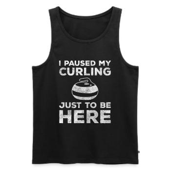 curling mop - Men's Premium Organic Tank Top - black - Front - AI Model Male 178 light (178cm)