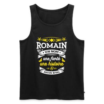 ROMAIN UN NOM UNE FIERTÉ AUCUN RIVAL - Débardeur bio Premium Homme - noir - Devant - Michal (187cm)