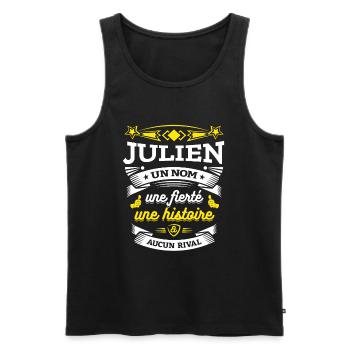 JULIEN UN NOM UNE FIERTÉ AUCUN RIVAL - Débardeur bio Premium Homme - noir - Devant - Michal (187cm)