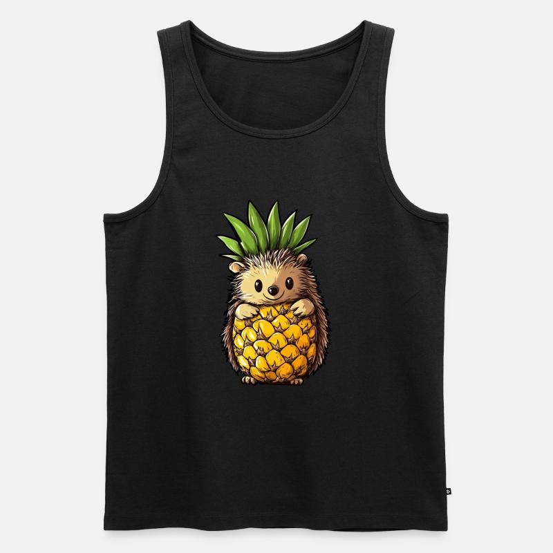 Ananas Igel - Männer Premium Bio Tank Top - Schwarz