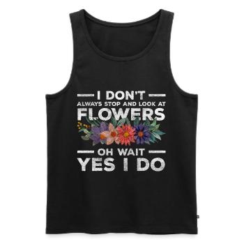 Fleurs parfum anniversaire romantique - Débardeur bio Premium Homme - noir - Devant - Michal (187cm)