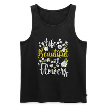 Bouquet Nature Romance Mariage - Débardeur bio Premium Homme - noir - Devant - Michal (187cm)