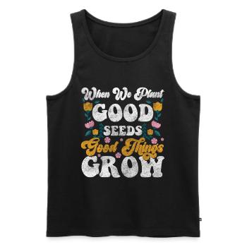 flowers scent romance blossom - Men's Premium Organic Tank Top - black - Front - AI Model Male 178 light (178cm)