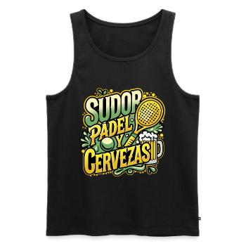 Sweat PADEL & Bières - Débardeur bio Premium Homme - noir - Devant - Michal (187cm)