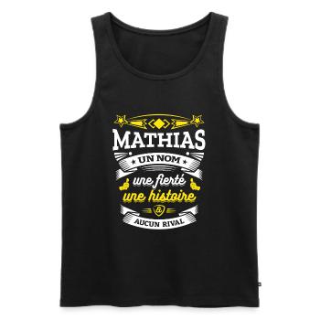 MATHIAS UN NOM UNE FIERTÉ AUCUN RIVAL - Débardeur bio Premium Homme - noir - Devant - AI Model Male 178 light (178cm)