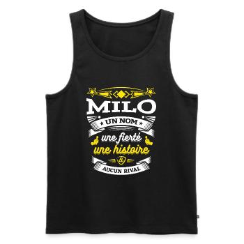 MILO UN NOM UNE FIERTÉ AUCUN RIVAL - Débardeur bio Premium Homme - noir - Devant - Michal (187cm)
