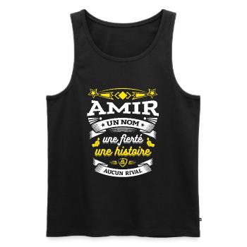 AMIR UN NOM UNE FIERTÉ AUCUN RIVAL - Débardeur bio Premium Homme - noir - Devant - Michal (187cm)