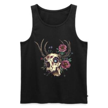 Wendigo Crâne Floral Wild - Débardeur bio Premium Homme - noir - Devant - Michal (187cm)