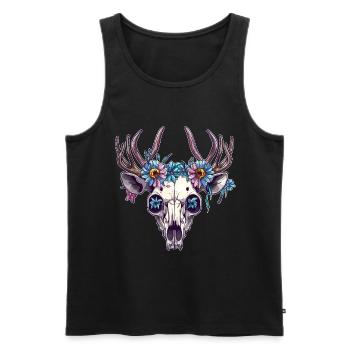 Wendigo Crâne Floral Wild - Débardeur bio Premium Homme - noir - Devant - Michal (187cm)