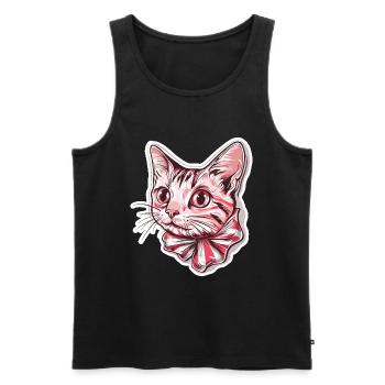 Katze mit Fliege vornehmer Kater - Männer Premium Bio Tank Top - Schwarz - Vorne - AI Model Male 178 light (178cm)