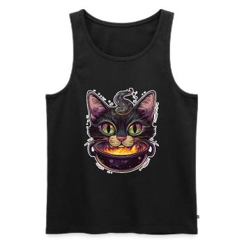 Chat Chaudron Chat Sorcière Halloween - Débardeur bio Premium Homme - noir - Devant - Michal (187cm)