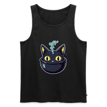 Chat Chaudron Chat Sorcière Halloween - Débardeur bio Premium Homme - noir - Devant - Michal (187cm)