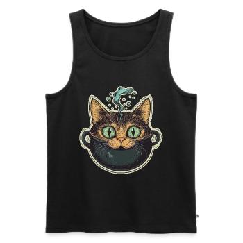 Chat Chaudron Chat Sorcière Halloween - Débardeur bio Premium Homme - noir - Devant - Michal (187cm)