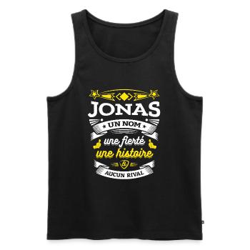 JONAS UN NOM UNE FIERTÉ AUCUN RIVAL - Débardeur bio Premium Homme - noir - Devant - AI Model Male 178 light (178cm)