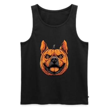 Citrouille Chien Halloween Chien Citrouille - Débardeur bio Premium Homme - noir - Devant - AI Model Male 178 light (178cm)