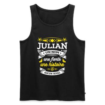 JULIAN UN NOM UNE FIERTÉ AUCUN RIVAL - Débardeur bio Premium Homme - noir - Devant - Michal (187cm)