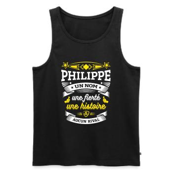 PHILIPPE UN NOM UNE FIERTÉ AUCUN RIVAL - Débardeur bio Premium Homme - noir - Devant - Michal (187cm)