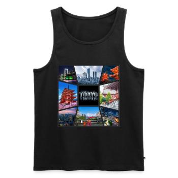 Tokyo Japan Asia Collage Skyline City Metropolis - Men's Premium Organic Tank Top - black - Front - AI Model Male 178 light (178cm)