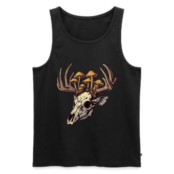 Skull Mushrooms Nature Motif - Men's Premium Organic Tank Top - black - Front - Michal (187cm)