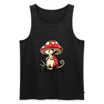 Champignon souris drôle d’animal et motif de champignon - Débardeur bio Premium Homme - noir - Devant - Michal (187cm)