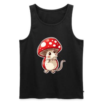Champignon souris drôle d’animal et motif de champignon - Débardeur bio Premium Homme - noir - Devant - Michal (187cm)