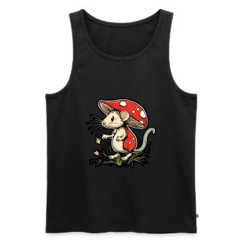 Champignon souris drôle d’animal et motif de champignon - Débardeur bio Premium Homme - noir - Devant - Michal (187cm)