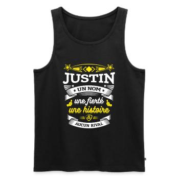 JUSTIN UN NOM UNE FIERTÉ AUCUN RIVAL - Débardeur bio Premium Homme - noir - Devant - Michal (187cm)