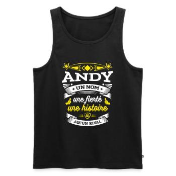 ANDY UN NOM UNE FIERTÉ AUCUN RIVAL - Débardeur bio Premium Homme - noir - Devant - Michal (187cm)