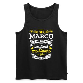 MARCO UN NOM UNE FIERTÉ AUCUN RIVAL - Débardeur bio Premium Homme - noir - Devant - AI Model Male 178 light (178cm)