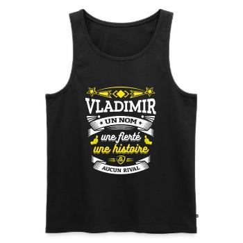VLADIMIR UN NOM UNE FIERTÉ AUCUN RIVAL - Débardeur bio Premium Homme - noir - Devant - Michal (187cm)