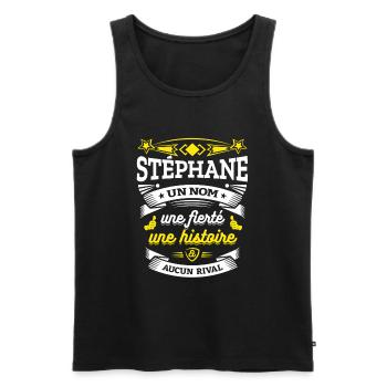 STÉPHANE UN NOM UNE FIERTÉ AUCUN RIVAL - Débardeur bio Premium Homme - noir - Devant - AI Model Male 178 light (178cm)