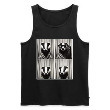 Vintage Photo Strip: Badger with Sunglasses - Men's Premium Organic Tank Top - black - Front - AI Model Male 178 light (178cm)