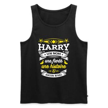 HARRY UN NOM UNE FIERTÉ AUCUN RIVAL - Débardeur bio Premium Homme - noir - Devant - Michal (187cm)
